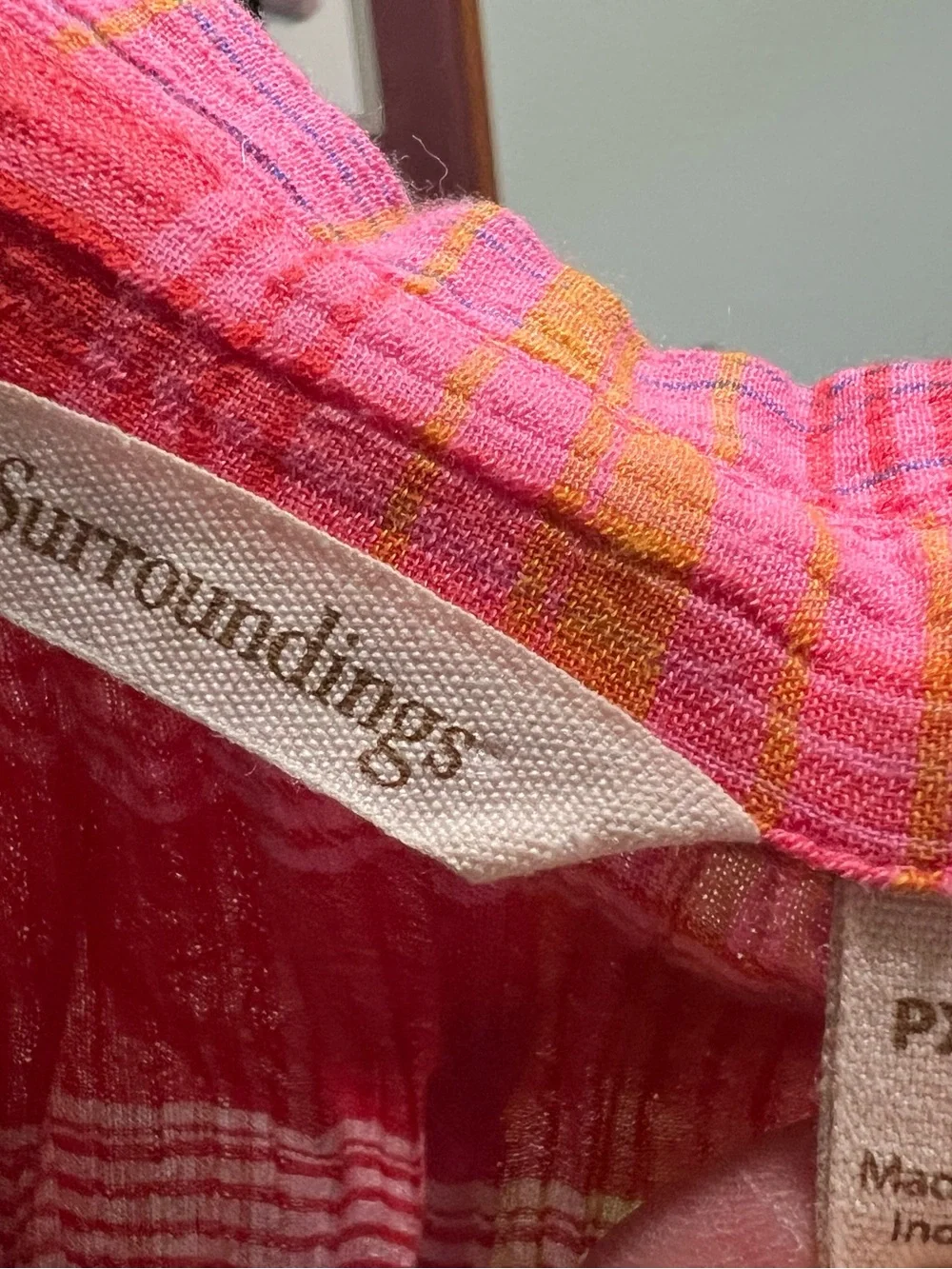 Soft Surroundings Multicolor Plaid Button-Down Shirt - Pink, Yellow & Blue #349